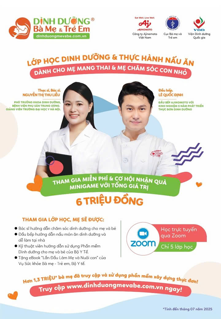 📢 THÔNG BÁO THAM GIA LỚP HỌC DINH DƯỠNG MIỄN PHÍ DÀNH CHO MẸ VÀ BÉ 👩‍🍼👶