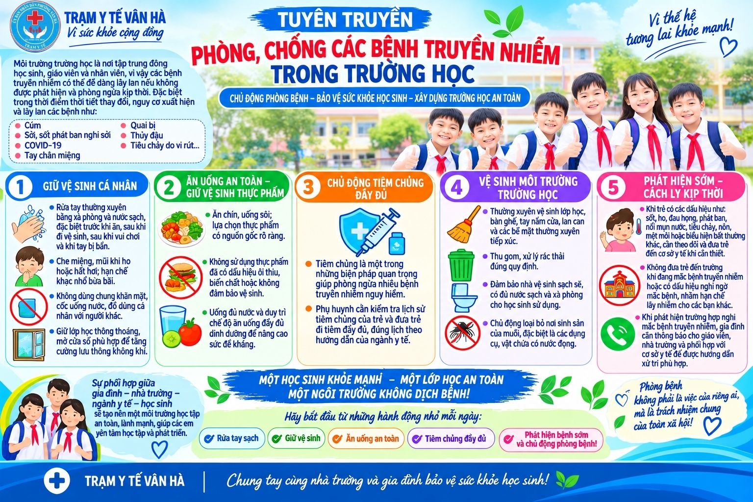 🏫🩺 TRẠM Y TẾ VÂN HÀ TUYÊN TRUYỀN PHÒNG, CHỐNG CÁC BỆNH TRUYỀN NHIỄM TRONG TRƯỜNG HỌC